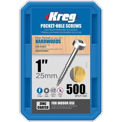 Kreg No. 2 X 1 in. L Square Zinc-Plated Pocket-Hole Screw 500 pk