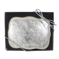 Montana Silversmiths Large Scalloped Silver Belt Buckle