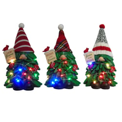 Alpine LED Tree Gnome Statuary 7 in. Yard Decor