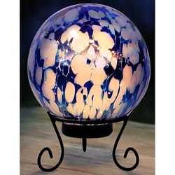Alpine Blue Glass 11 in. H X 8 in. L X 8 in. W LED Gazing Ball