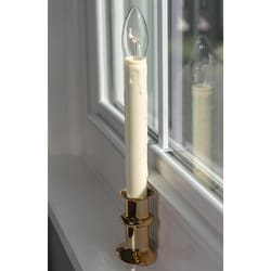 Celestial Lights Brass no scent Scent LED Battery Operated Taper Window Candle