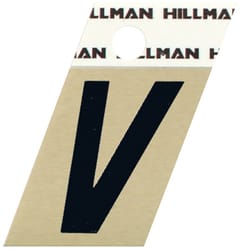 HILLMAN 1.5 in. Black Aluminum Self-Adhesive Letter V 1 pc