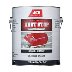 Ace Rust Stop Indoor/Outdoor Flat Black Oil-Based Enamel Rust Prevention Paint 1 gal