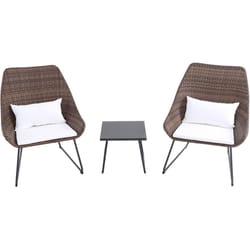 Hanover Modern Scoop 3 pc Brown Steel Modern Chat Set White