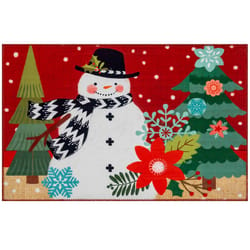 Olivia's Home 22 in. W X 32 in. L Multi-Color Snowman on Burlap Polyester Accent Rug