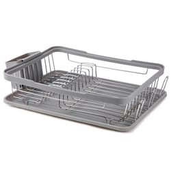 Core Home 13 in. L X 4 in. W Pewter Aluminum/Silicone Dish Rack