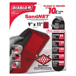 Diablo SandNet 9 in. L X 11 in. W Assorted Grit Ceramic Blend All Purpose Sandpaper 5 pk