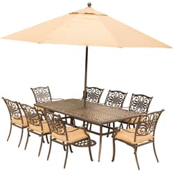 Hanover Traditions 9 pc Bronze Aluminum Traditional Dining Set Natural Oat