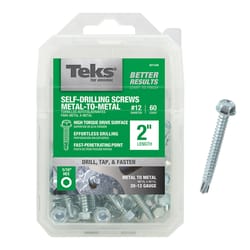 Teks No. 12 in. X 2 in. L Hex Hex Washer Head Sheet Metal Screws 60 pk