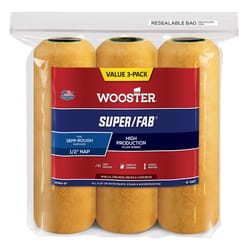 Wooster Super/Fab Fabric 9 in. W X 1/2 in. Paint Roller Cover 3 pk