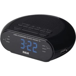 RCA Black USB Charging Clock Radio Digital Plug-In