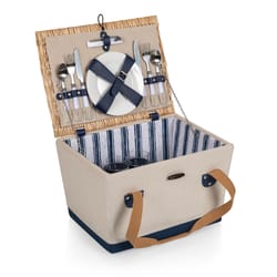 Picnic Time Boardwalk 15.75 in. L X 11.8 in. W X 10.25 in. H Beige/Navy Picnic Basket