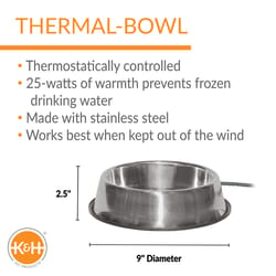 K&H Pet Prodcuts Gray Stainless Steel 102 oz Heated Pet Bowl For Dogs