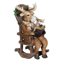 Exhart WindyWings Multicolored Resin 12.5 in. H Moose Family Reading Story Statue