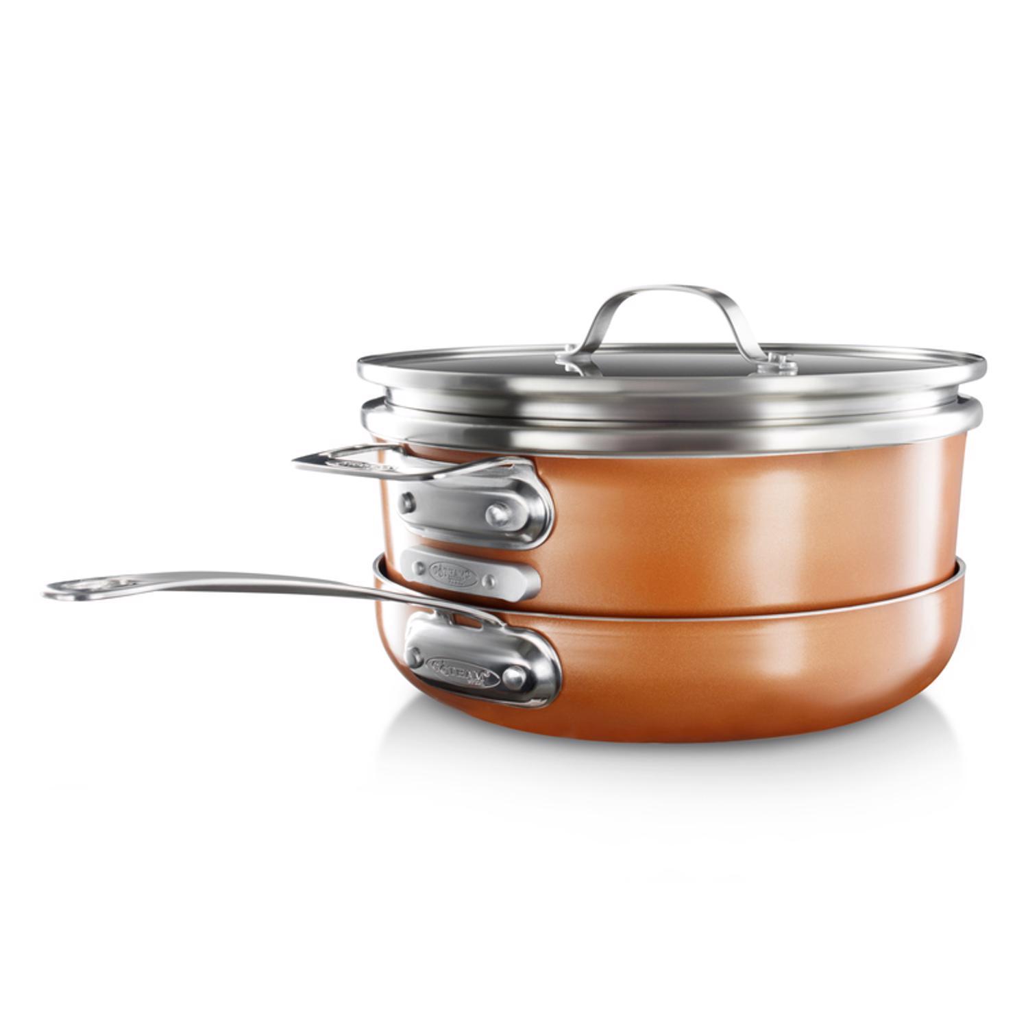Gotham Steel Stackmaster Aluminum Fry Pan Set Copper Sansujyuku sansujyuku.com