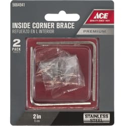 Ace 2 in. H X 3.75 in. W X 2 in. D Stainless Steel Inside Corner Brace