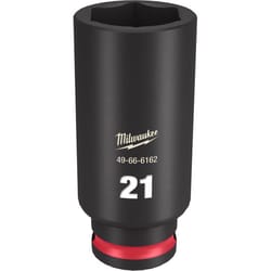 Milwaukee Shockwave 21 mm X 3/8 in. drive Metric 6 Point Deep Impact Socket 1 pc