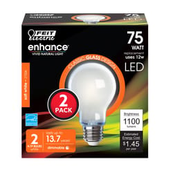 Feit Enhance A19 E26 (Medium) Filament LED Bulb Soft White 75 Watt Equivalence 2 pk