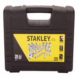 Stanley 1/4 in. drive Metric/SAE 6 Point Socket Set 20 pc