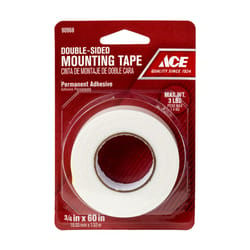 Ace Double Sided 3/4 in. W X 60 in. L Mounting Tape White