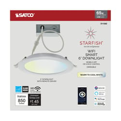 Satco Starfish Matte White 6 in. W Plastic LED Smart-Enabled Canless Recessed Downlight Kit 12 W