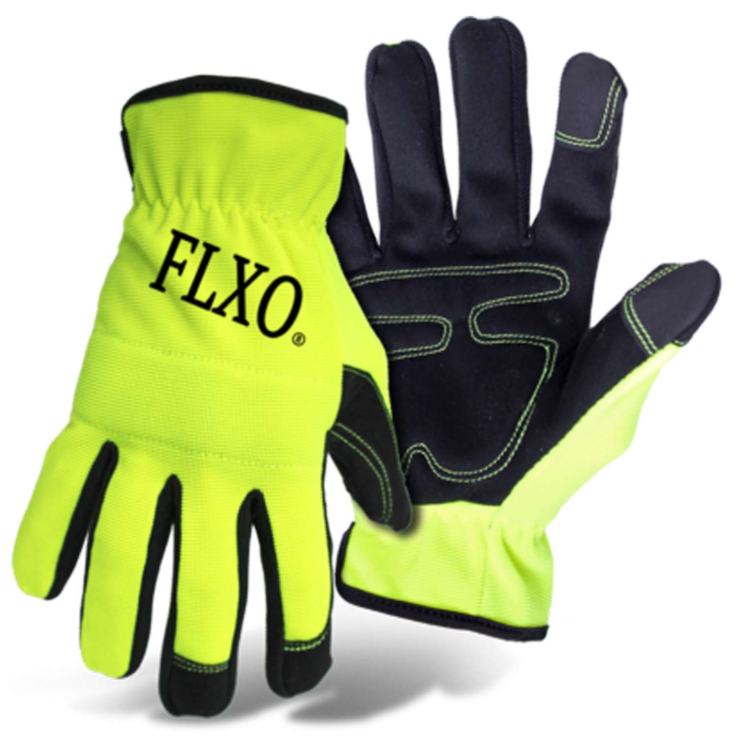 Boss FLXO Men's Outdoor Open Cuff Mechanic’s Glove HighVis Green L 1