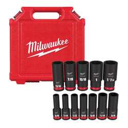 Milwaukee SHOCKWAVE 1/2 in. drive SAE 6 Point Impact Rated Deep Socket Set 12 pc