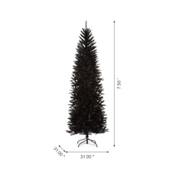 Glitzhome 7-1/2 ft. Pencil Black Tinsel Fir Christmas Tree