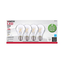 Satco A19 E26 (Medium) Filament LED Bulb Warm White 40 Watt Equivalence 4 pk