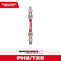 Milwaukee Shockwave Phillips/Torx PH2/T25 X 2-3/8 in. L Impact Double-Ended Power Bit Steel 1 pc