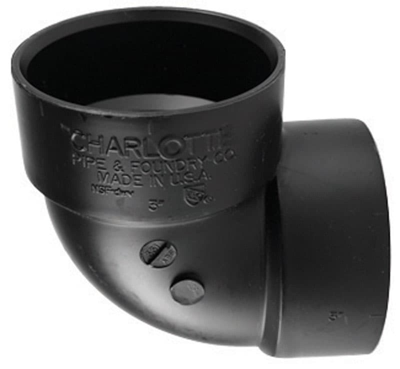 ABS003311000 Charlotte Pipe 3 in. Hub X 3 in. D Hub ABS Elbow sku ABS003311000