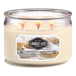 Candle Lite White Creamy Vanilla Swirl Scent Candle 10 oz