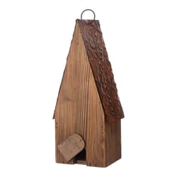 Glitzhome 12.4 in. H X 3.94 in. W X 4.53 in. L Metal and Wood Bird House