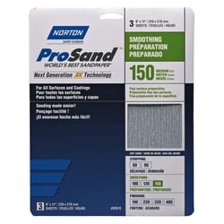 Norton ProSand 11 in. L X 9 in. W 150 Grit Aluminum Oxide Sandpaper 3 pk