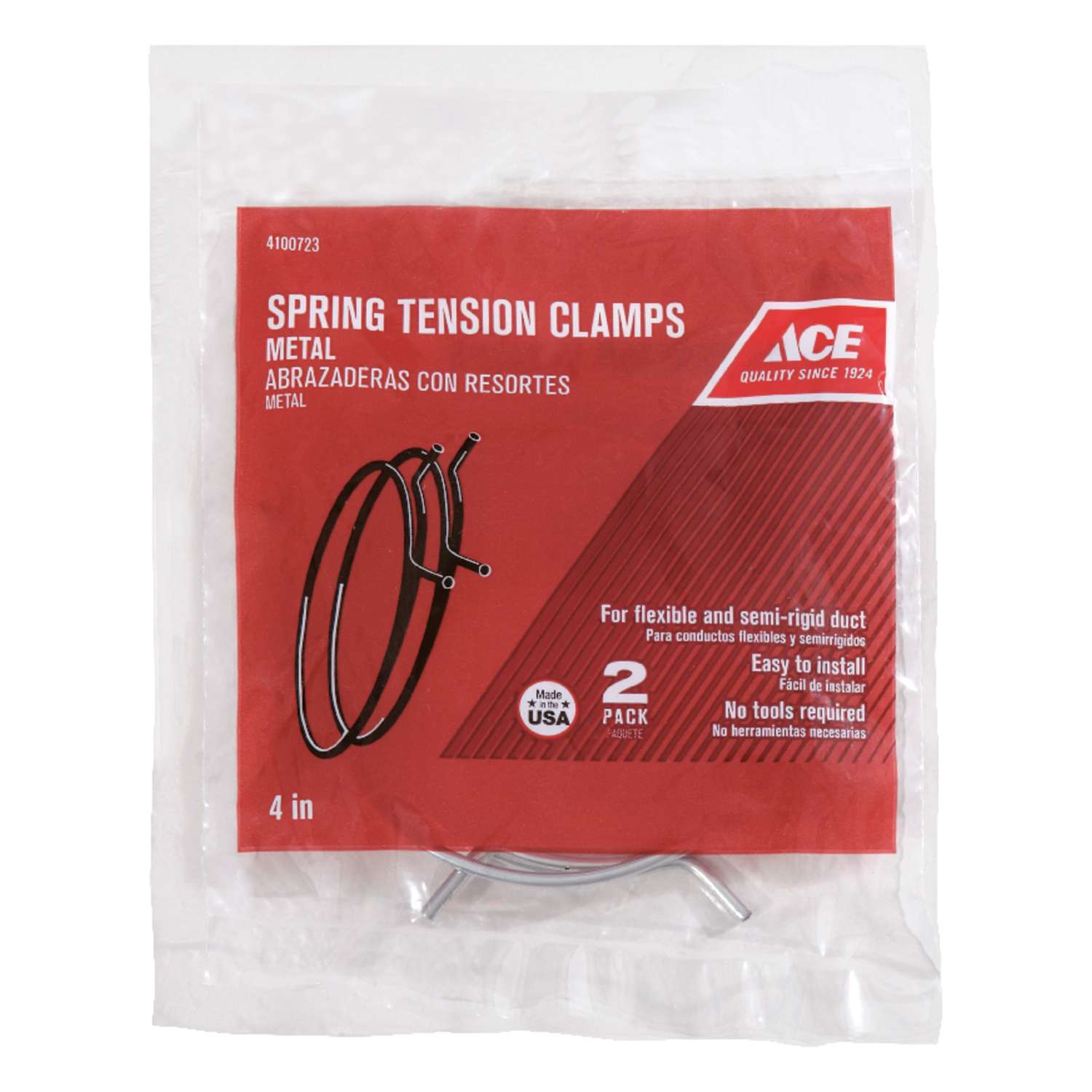 Ace 3 in to 4 in. Silver Spring Tension Clamps Metal Ace Hardware