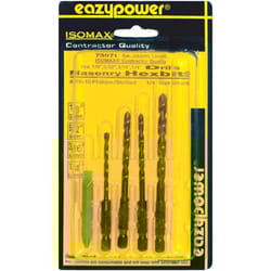 Eazypower Isomax Assortment X inch  L M2 Steel Masonry Drill Bit Set Hex Shank 5 pc