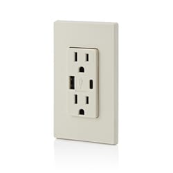 Leviton Decora 15 amps 125 V Type A/C Duplex Light Almond Outlet and USB Charger 5-15R 1 pk