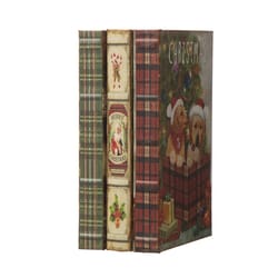 Glitzhome Multicolored Decorative Vintage Book Shaped Indoor Christmas Decor 1.18 in.