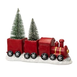Glitzhome LED Multicolored Train with Lighted Decorated Trees Table Decor 9.5 in.