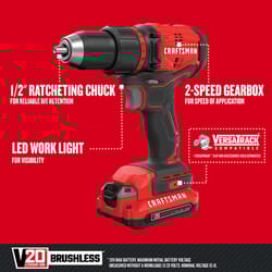 Craftsman V20 1/2 in. Brushless Cordless Drill/Driver Kit (Battery & Charger)