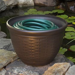 Liberty Garden Wicker 100 ft. Bronze Free Standing Hose Pot