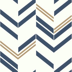 RoomMates 16.5 ft. L Chevron Blue Stripe Vinyl Peel and Stick Wallpaper