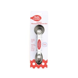 Betty Crocker Silicone/Stainless Steel Silver Measuring Spoon Set