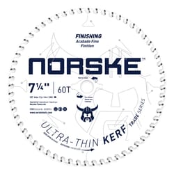 Norske 7-1/4 in. D X 5/8 in. Ultra Thin Kerf Carbide Saw Blade 60 teeth 1 each