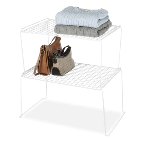 Whitmor Stackable 31 Extra Wide 2-Shelf Storage Organizer, White in 2023