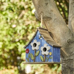 Glitzhome 10.5 in. H X 4.75 in. W Metal and Wood Bird House