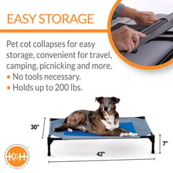 K&H Pet Prodcuts Coolin Blue/Gray Elevated Pet Bed 7 in. H X 30 in. W X 42 in. L