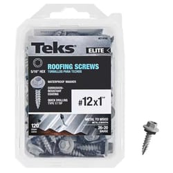 Teks Elite No. 12 X 1 in. L Hex Drive Hex Washer Head Roofing Screws 120 pk