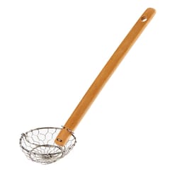 Helen's Asian Kitchen Brown/Silver Bamboo/Stainless Steel Mini Spider Strainer