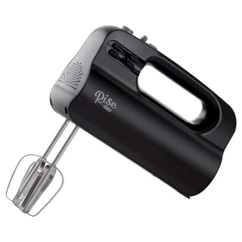 Rise By Dash Compact Hand Mixer Electric for Whipping + Mixing with Cord  Storage, 5 Speed - Black 